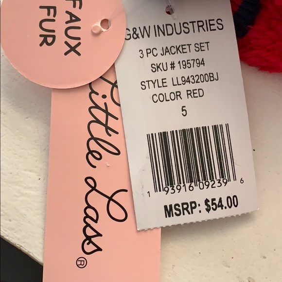 NEW 3 PIECE FAUX FUR  GIRL SIZE 5 - Picture 2 of 2